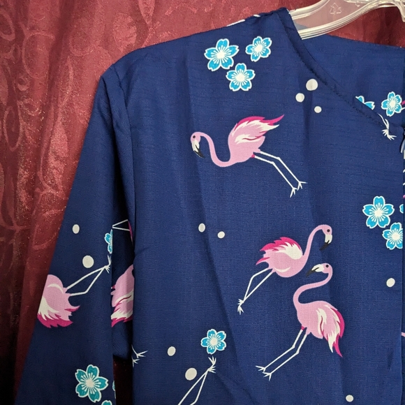 Flamingo long sleeve maxi dress navy blue - Picture 6 of 16